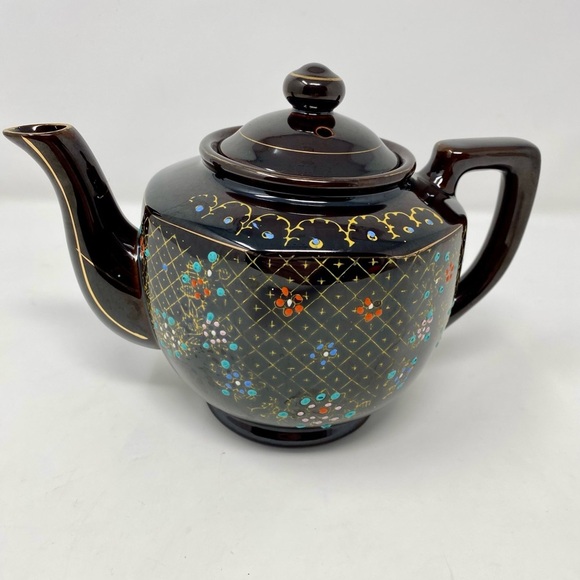 Other - Vintage Floral Teapot with Gold Accents